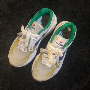 STAUD x New Balance White and Green Sneakers